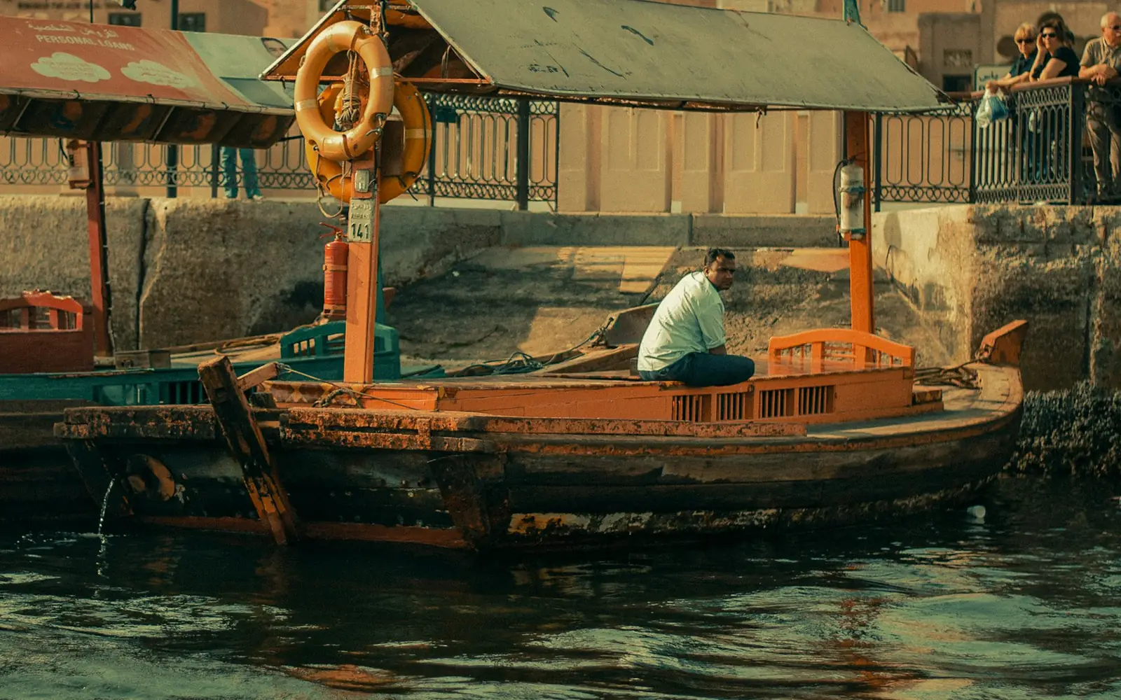 A traditional abra boat on Dubai Creek